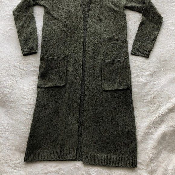 Comfy Long Dark Green Cardigan - Picture 14 of 15